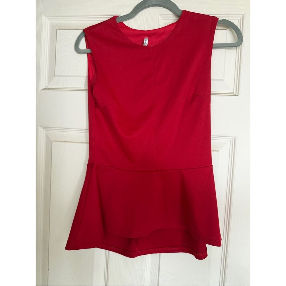 Cefian Red Peplum Top - Sleeveless